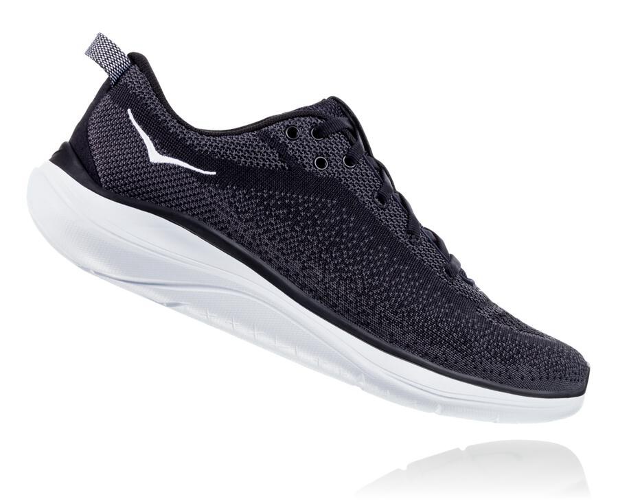 Hoka One One Running Shoes Womens Black/White - Hupana Flow - 25491HRSM